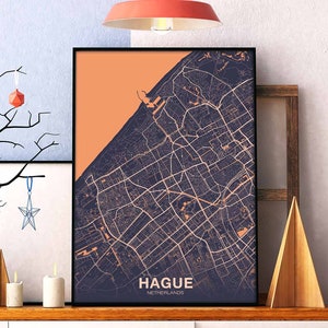 DEN HAAG Nederland Holland kaart poster kleur Woonplaats Stad Print Modern Home Decor Kantoor Decoratie Wall Art Slaapzaal Slaapkamer Cadeau