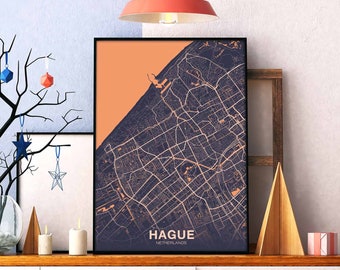 HAGUE Netherlands Holland map poster color Hometown City Print Modern Home Decor Office Decoration Wall Art Dorm Bedroom Gift