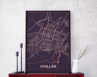 CHILLAN Chile poster color Hometown City Print Modern Home Decor Office Decoration Wall Art Dorm Bedroom Gift