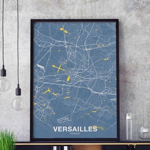 VERSAILLES France carte affiche couleurs ville natale ville impression moderne décor à la maison bureau décoration mur art dortoir chambre cadeau