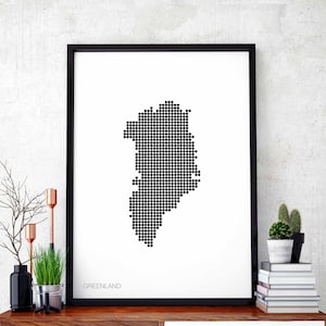 GRÖNLAND Landkarte mit Punkten minimal schwarz weiß Wand Dekor Design modern schweizerisch skandinavisch Einweihungsparty