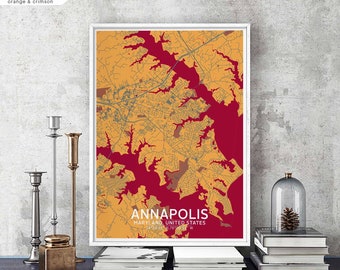 ANNAPOLIS Maryland USA map poster black white Hometown City Print Modern Home Decor Office Decoration Wall Art Dorm Bedroom Gift