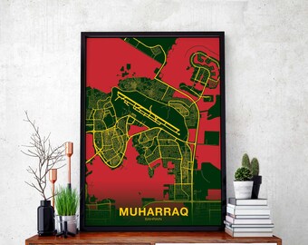 MUHARRAQ Bahrain poster color Hometown City Print Modern Home Decor Office Decoration Wall Art Dorm Bedroom Gift