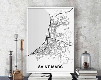 SAINT-MARC Haiti map poster black white Hometown City Print Modern Home Decor Office Decoration Wall Art Dorm Bedroom Gift