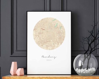 BANDUNG Indonesia map poster wall decor design modern minimal nordic travel bedroom home art vintage retro dorm nursery housewarming