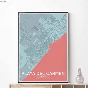 Póster de mapa de PLAYA DEL CARMEN, México, en blanco y negro, impresión de ciudad natal, decoración moderna para el hogar, decoración de oficina, arte de pared, dormitorio, regalo