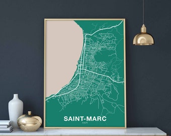 SAINT-MARC Haiti map poster color Hometown City Print Modern Home Decor Office Decoration Wall Art Dorm Bedroom Gift