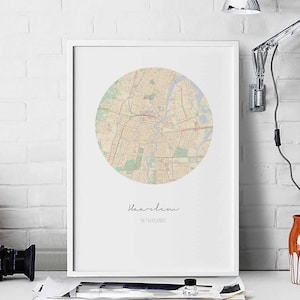 HAARLEM Pays-Bas carte affiche décoration murale design moderne minimaliste nordique voyage chambre art à la maison vintage rétro dortoir pépinière pendaison de crémaillère