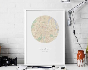 HAARLEM Netherlands map poster wall decor design modern minimal nordic travel bedroom home art vintage retro dorm nursery housewarming