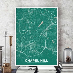 CHAPEL HILL North Carolina NC Amerikaanse kaart poster kleur Woonplaats Stad Print Modern Home Decor Kantoor Decoratie Wall Art Slaapzaal slaapkamer cadeau
