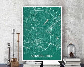 CHAPEL HILL North Carolina NC us map poster color Hometown City Print Modern Home Decor Office Decoration Wall Art Dorm Bedroom Gift