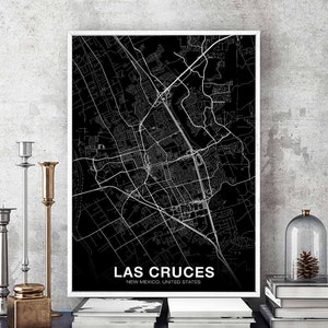 LAS CRUCES New Mexico NM usa map poster black white Hometown City Print Modern Home Decor Office Decoration Wall Art Dorm Bedroom Gift