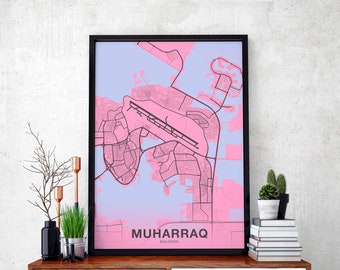 MUHARRAQ  Bahrain poster color Hometown City Print Modern Home Decor Office Decoration Wall Art Dorm Bedroom Gift