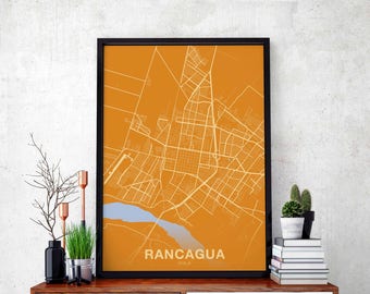 RANCAGUA Chile map poster color Hometown City Print Modern Home Decor Office Decoration Wall Art Dorm Bedroom Gift