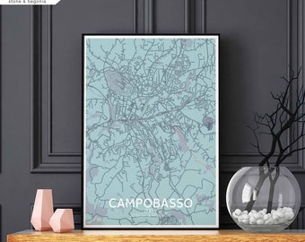 CAMPOBASSO Italy map poster black white Hometown City Print Modern Home Decor Office Decoration Wall Art Dorm Bedroom Gift