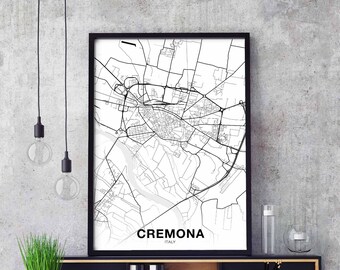 CREMONA Italy map poster Hometown City Print Modern Home Decor Office Decoration Wall Art Dorm Bedroom Gift