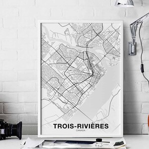 TROIS-RIVIERES Canada carte affiche ville natale ville impression moderne décor à la maison bureau décoration mur art dortoir chambre cadeau