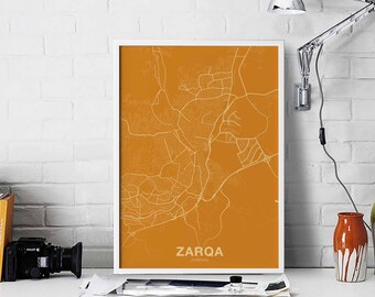 ZARQA Jordan map poster color Hometown City Print Modern Home Decor Office Decoration Wall Art Dorm Bedroom Gift art