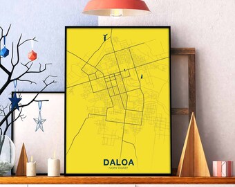 DALOA Ivory Coast map poster color Hometown City Print Modern Home Decor Office Decoration Wall Art Dorm Bedroom Gift