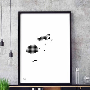 FIJI Karte retro Karte retro Karte Wandbild Design Wandkunst Karte Design Wandkunst skandinavisch schwarz weiss elegant elegant elegant Unikat