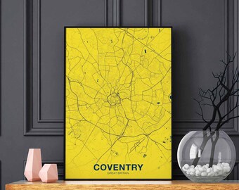 COVENTRY Great Britain GB UK map poster color Hometown City Print Modern Home Decor Office Decoration Wall Art Dorm Bedroom Gift