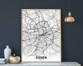 ESSEN Germany map poster Hometown City Print Modern Home Decor Office Decoration Wall Art Dorm Bedroom Gift