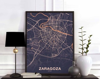 ZARAGOZA Spain poster color Hometown City Print Modern Home Decor Office Decoration Wall Art Dorm Bedroom Gift