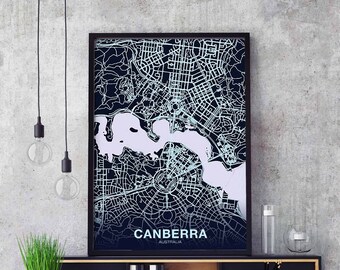 CANBERRA Australia poster color Hometown City Print Modern Home Decor Office Decoration Wall Art Dorm Bedroom Gift