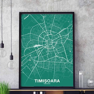 TIMISOARA roumanie carte affiche couleur ville natale ville impression moderne décor à la maison bureau décoration mur art dortoir chambre cadeau