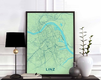 LINZ Austria poster color Hometown City Print Modern Home Decor Office Decoration Wall Art Dorm Bedroom Gift