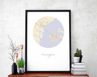VENEZIA Italy map poster wall decor design modern minimal nordic travel bedroom home art vintage retro dorm nursery housewarming