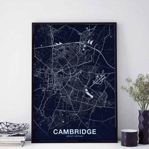 Póster de mapa de CAMBRIDGE, Gran Bretaña, Reino Unido, ciudad natal, impresión, decoración moderna para el hogar, decoración de la oficina, arte de pared, dormitorio, regalo