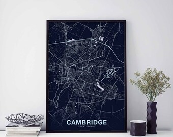 CAMBRIDGE Great Britain UK map poster color Hometown City Print Modern Home Decor Office Decoration Wall Art Dorm Bedroom Gift