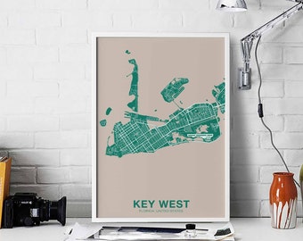 KEY WEST Florida FL usa poster color Hometown City Print Modern Home Decor Office Decoration Wall Art Dorm Bedroom Gift