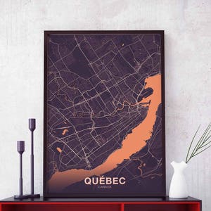 QUÉBEC, Canada, carte, affiche, couleur, ville natale, ville, impression, moderne, décoration intérieure, bureau, décoration, mur, art, dortoir, chambre, cadeau