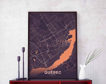 QUEBEC Canada map poster color Hometown City Print Modern Home Decor Office Decoration Wall Art Dorm Bedroom Gift