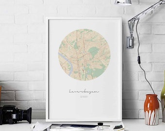 LEVERKUSEN Germany map poster wall decor design modern minimal nordic travel bedroom home art vintage retro dorm nursery housewarming