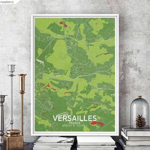 VERSAILLES France carte affiche noir blanc ville natale ville impression moderne décor à la maison bureau décoration mur art dortoir chambre cadeau