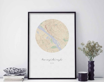 NOVOSIBIRSK Russia map poster wall decor design modern minimal nordic travel bedroom home art vintage retro dorm nursery housewarming