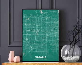 OMAHA Nebraska NE US map poster color Hometown City Print Modern Home Decor Office Decoration Wall Art Dorm Bedroom Gift