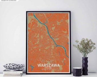 WARSZAWA Poland map poster black white Hometown City Print Modern Home Decor Office Decoration Wall Art Dorm Bedroom Gift