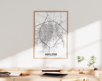 ABILENE Texas poster Hometown City Print Modern Home Decor Office Decoration Wall Art Dorm Bedroom Gift