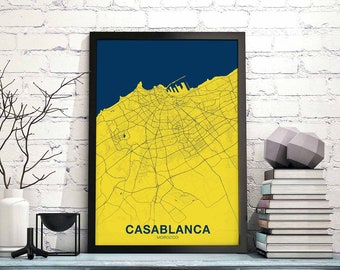 CASABLANCA Morocco 12 colors map poster colors Hometown City Print Modern Home Decor Office Decoration Wall Art Dorm Bedroom Gift