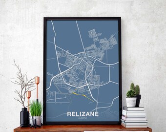 RELIZANE Algeria poster color Hometown City Print Modern Home Decor Office Decoration Wall Art Dorm Bedroom Gift