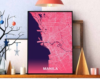 MANILA Philippines poster color Hometown City Print Modern Home Decor Office Decoration Wall Art Dorm Bedroom Gift