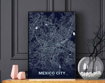 MEXICO CITY Mexico map poster color Hometown City Print Modern Home Decor Office Decoration Wall Art Dorm Bedroom Gift art