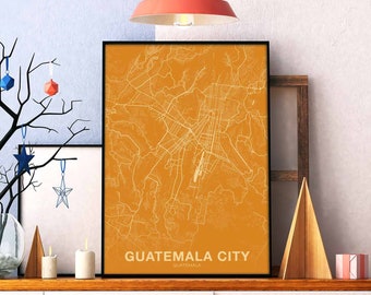 GUATEMALA CITY Guatemala poster color Hometown City Print Modern Home Decor Office Decoration Wall Art Dorm Bedroom Gift