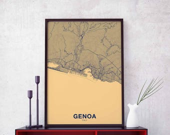 GENOA Italy map poster color Hometown City Print Modern Home Decor Office Decoration Wall Art Dorm Bedroom Gift