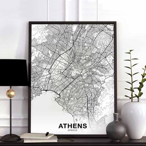 ATHEN Griechenland Karte Poster Heimatstadt Stadt Druck Modernes Wohnkultur Büro Dekoration Wand Kunst Wohnheim Schlafzimmer Geschenk