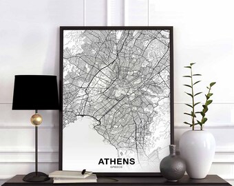ATHENS Greece map poster Hometown City Print Modern Home Decor Office Decoration Wall Art Dorm Bedroom Gift